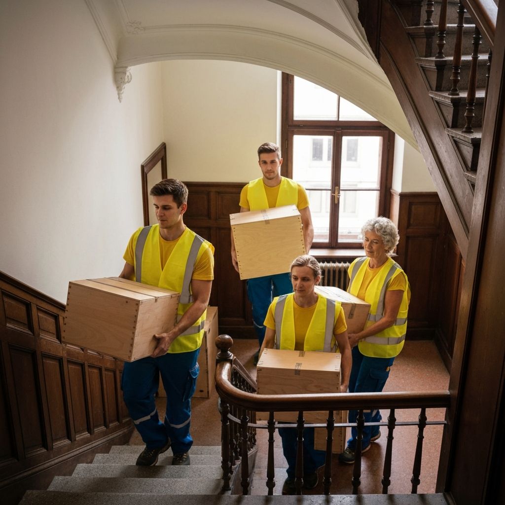 Professionelle Umzugshelfer beim Transport von Möbeln